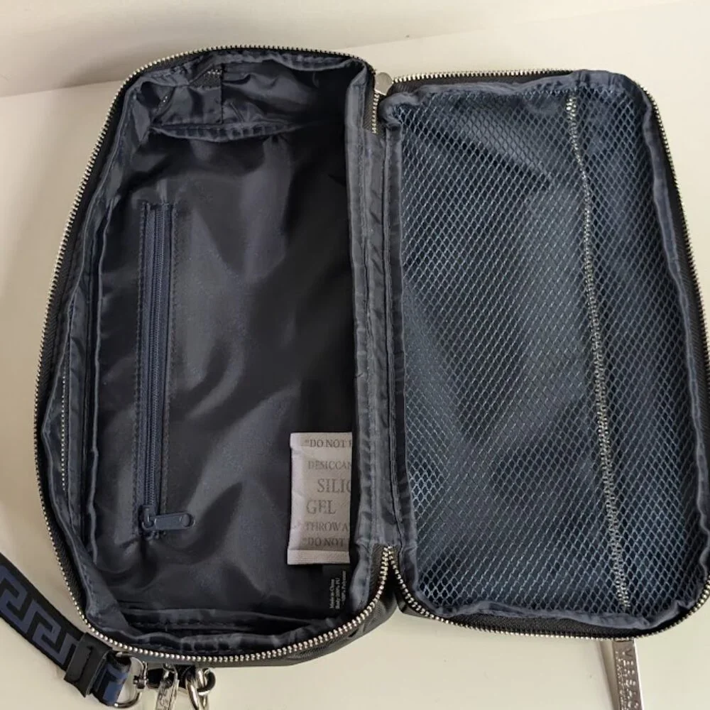 Versace Parfums Dark Blue Dopp Kit Cosmetic Toiletry Bag NWOT